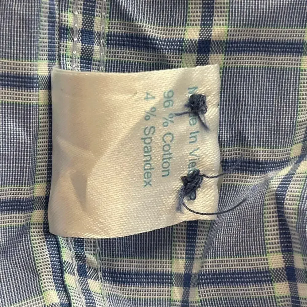 Twillory Untuck(able) Glow Men's Dress Shirt Tailored Fit Size XL Blue Plaid